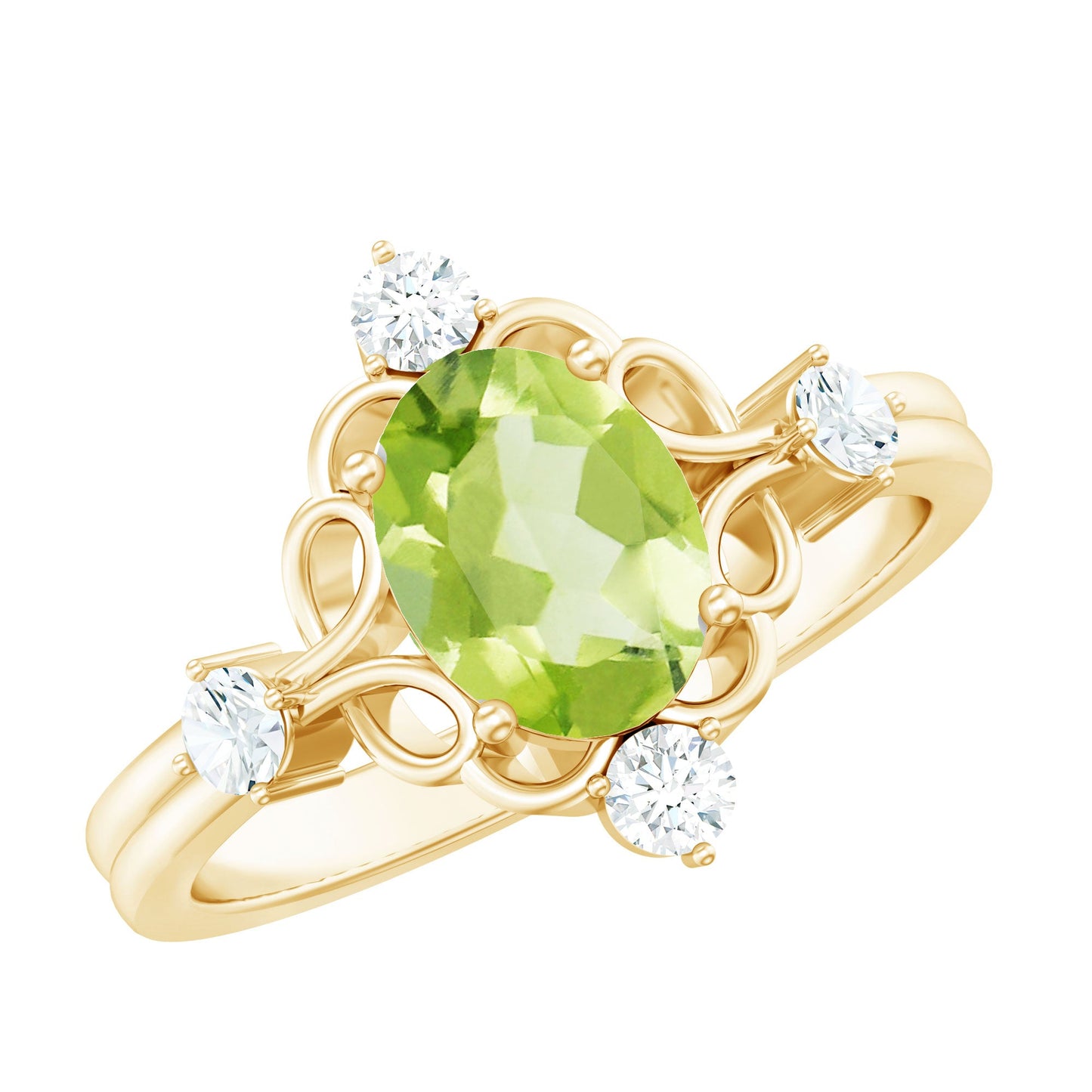 Oval Peridot Cocktail Ring with Diamond