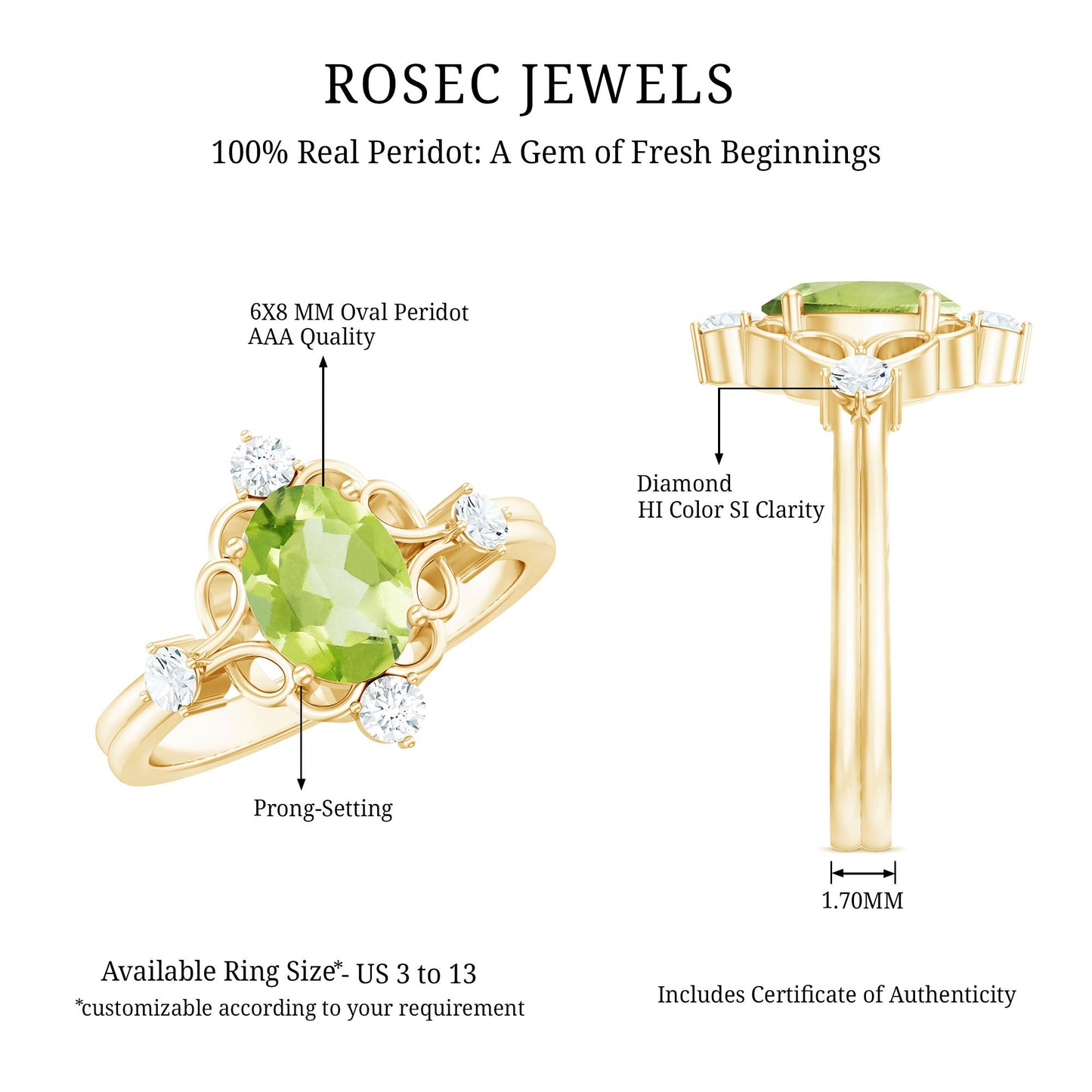 Oval Peridot Cocktail Ring with Diamond