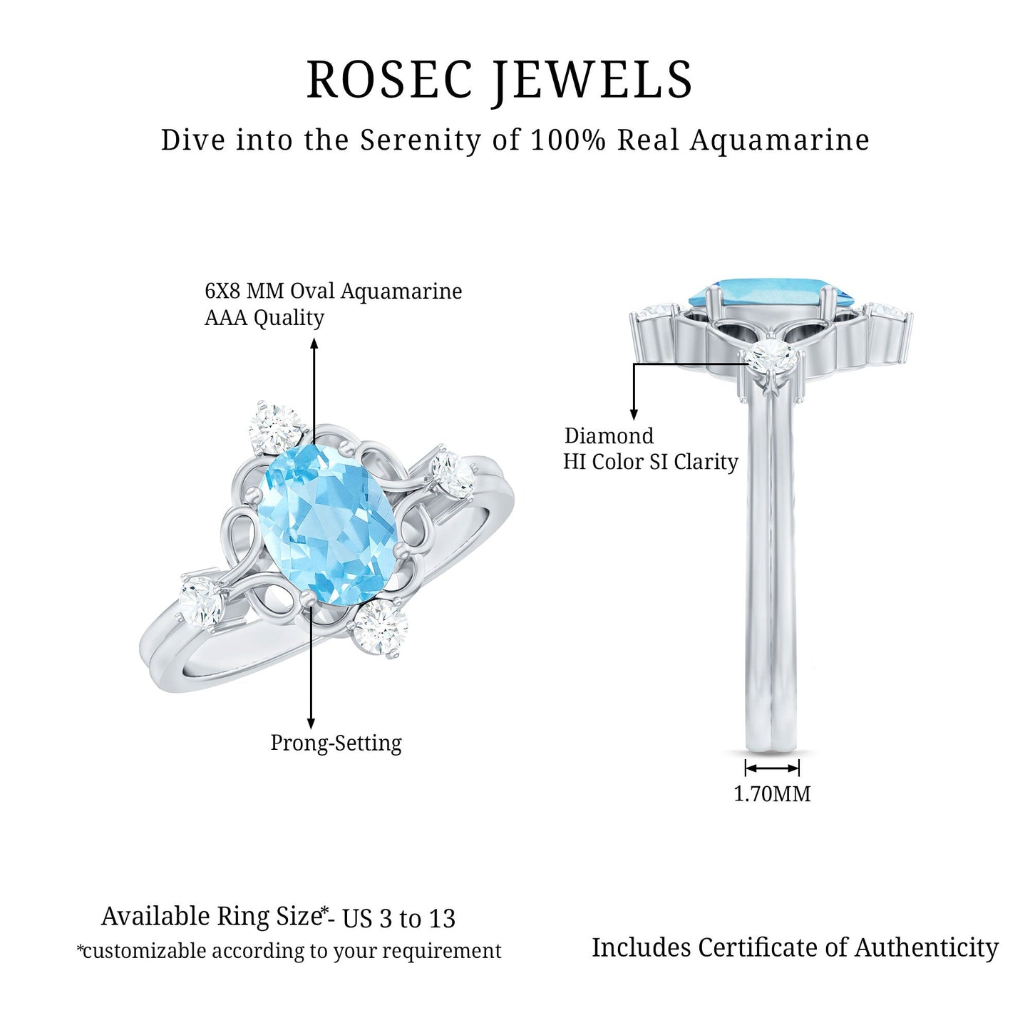 Art Deco Style 1 Carat Oval Shape Aquamarine and Diamond Cocktail Ring