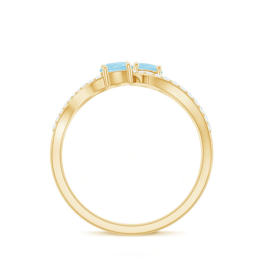 2 Stone Aquamarine and Diamond Infinity Promise Ring for Women