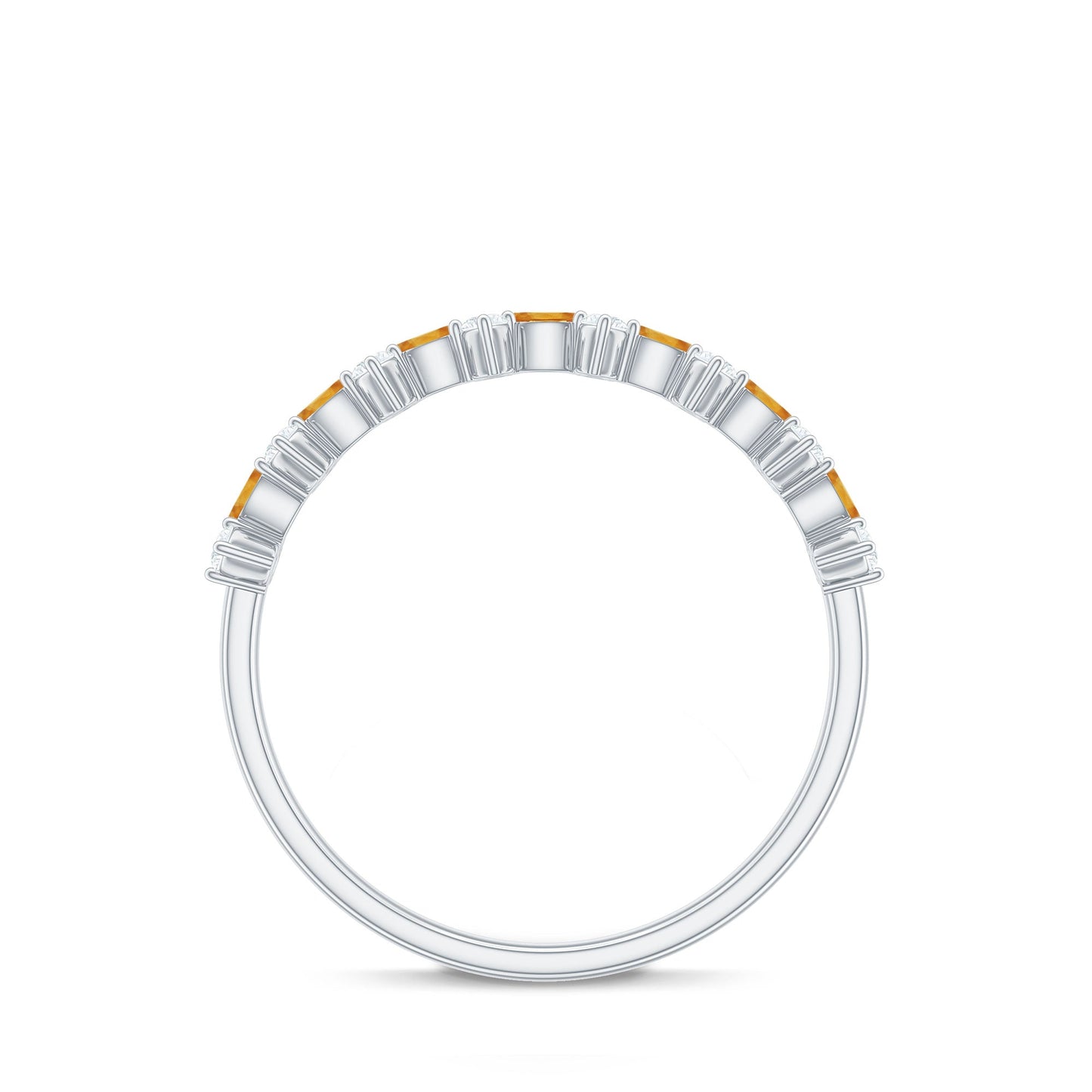 Natural Citrine Diamond Half Eternity Ring with Certificate