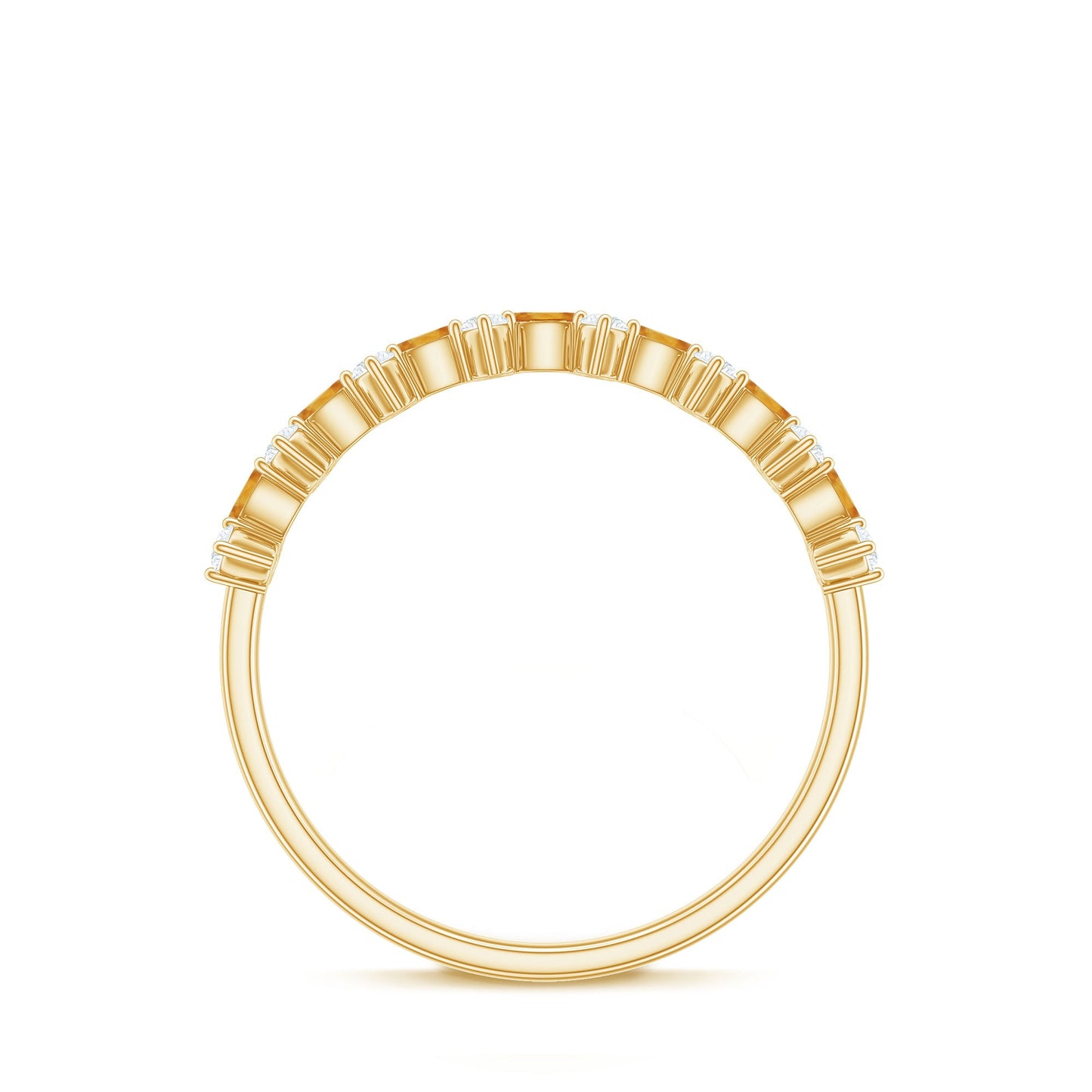 Natural Citrine Diamond Half Eternity Ring with Certificate