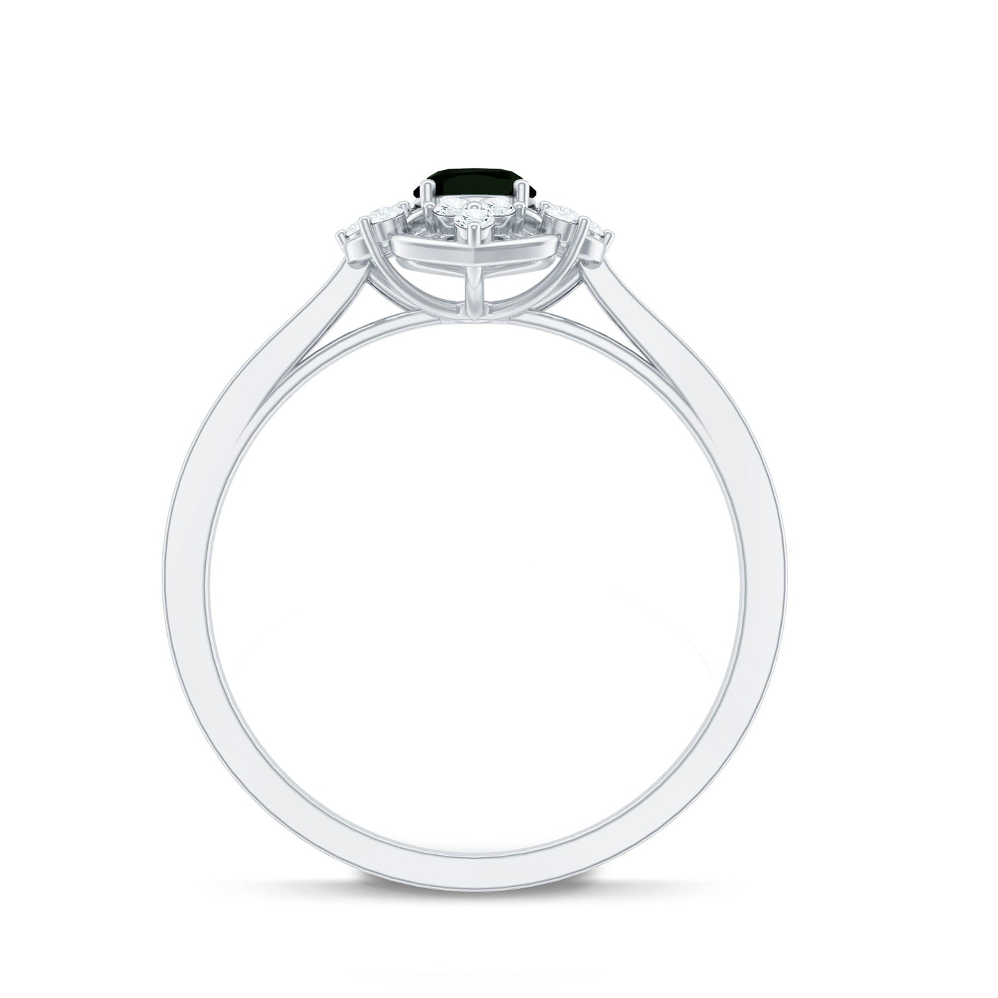 Certified 0.4 Carat Black Onyx Vintage Inspired Engagement Ring with Diamond