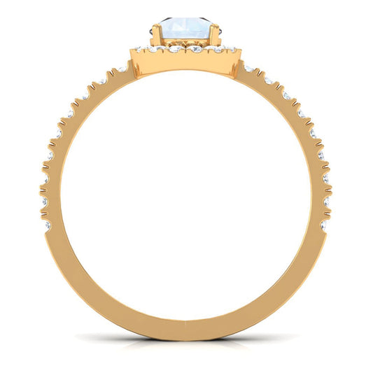 0.8 Carat Pear Cut Moonstone Engagement Ring with Diamond Accent