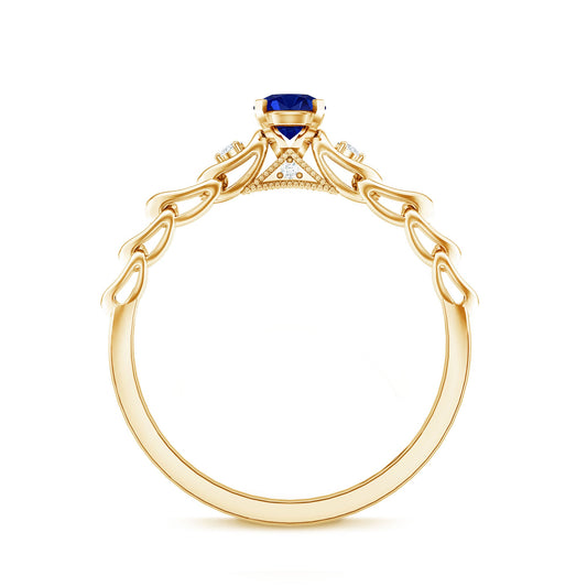 Certified 0.6 Carat Lab Grown Blue Sapphire Diamond Promise Ring