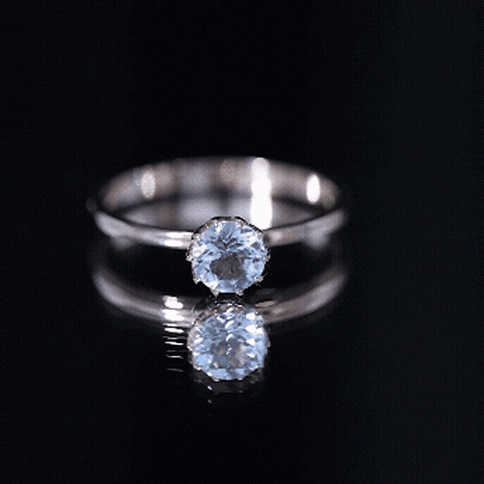 0.8 Carat Round Cut Aquamarine Solitaire Engagement Ring