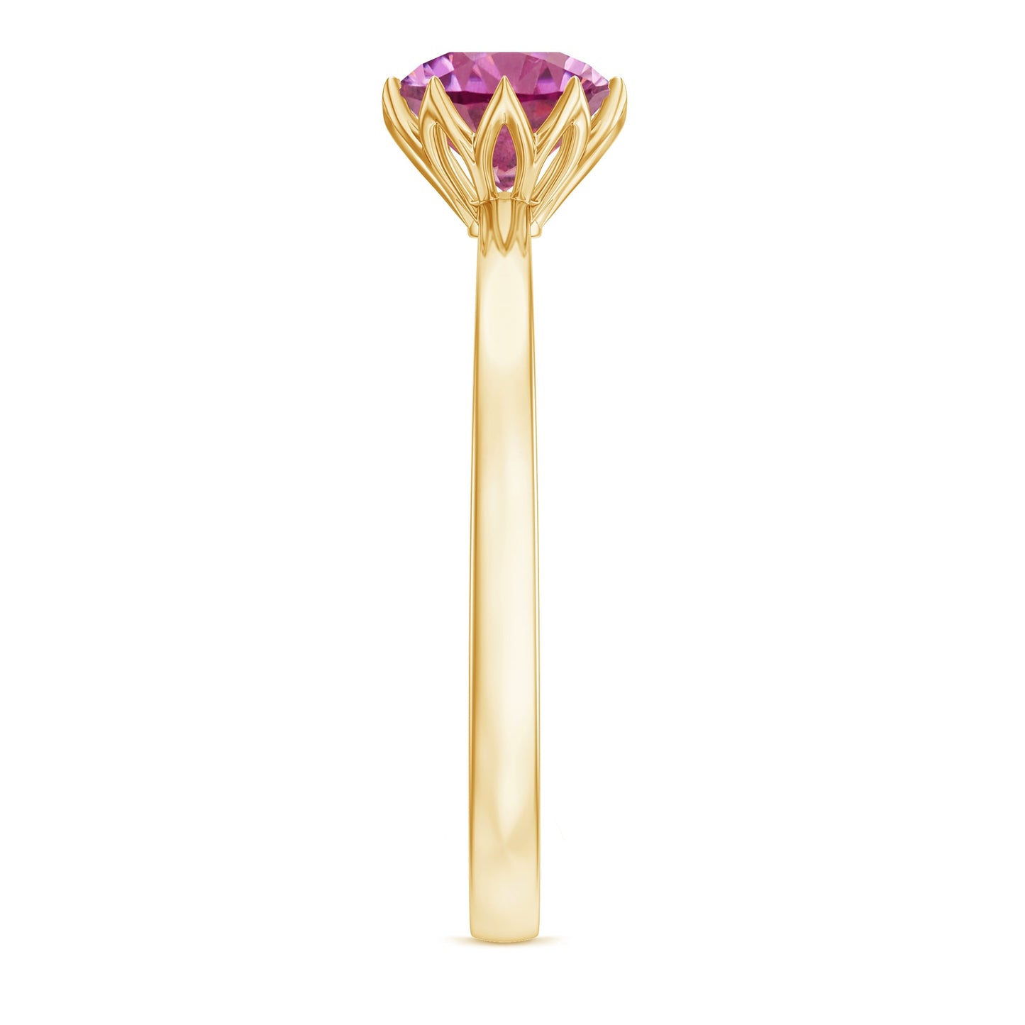 1.2 Carat Natural Pink Tourmaline Solitaire Ring in Lotus Basket Setting