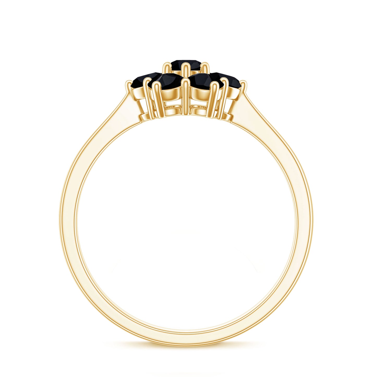 Natural Black Spinel Flower Engagement Ring with Certificate