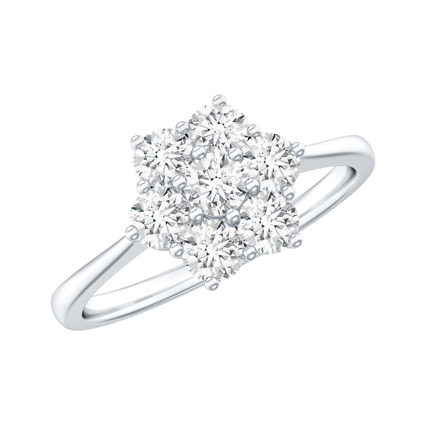 Natural Diamond Flower Cluster Engagement Ring for Women