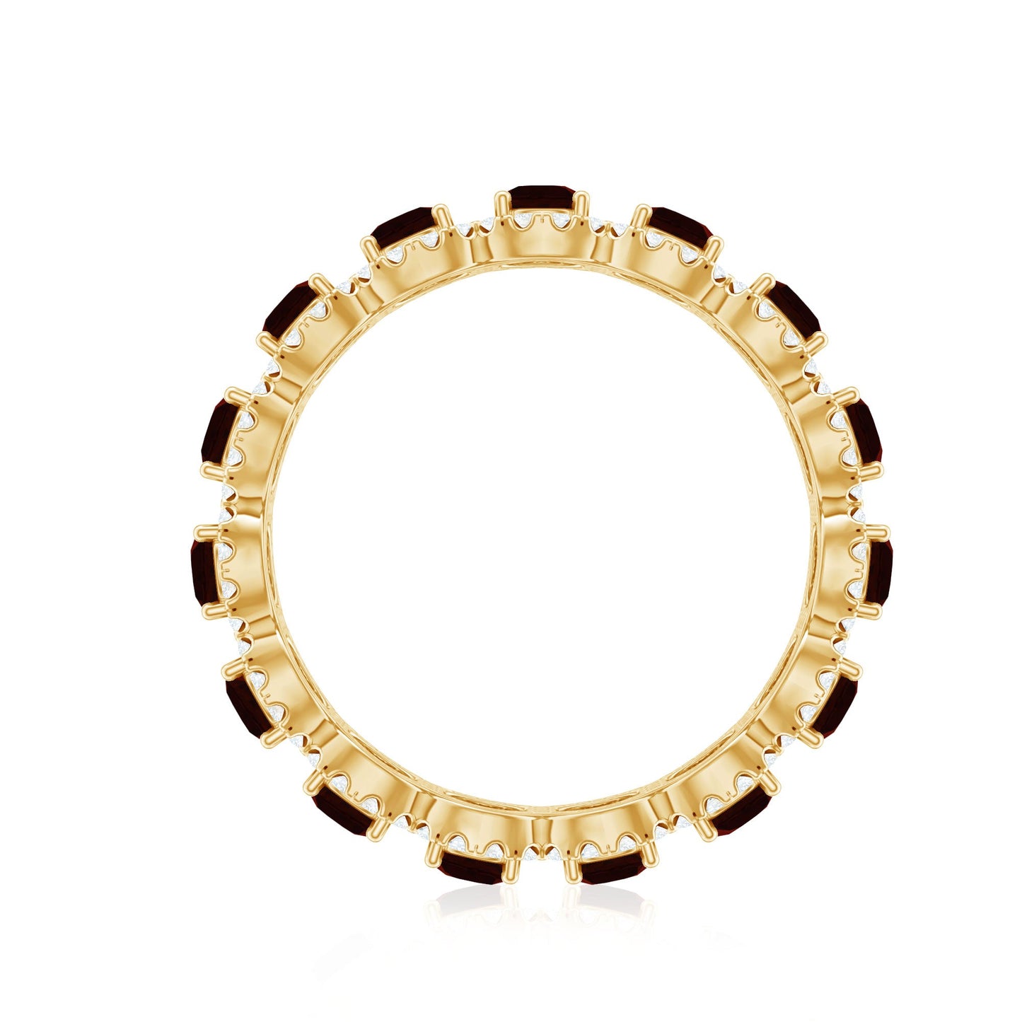 Genuine Garnet Eternity Wedding Band with Moissanite
