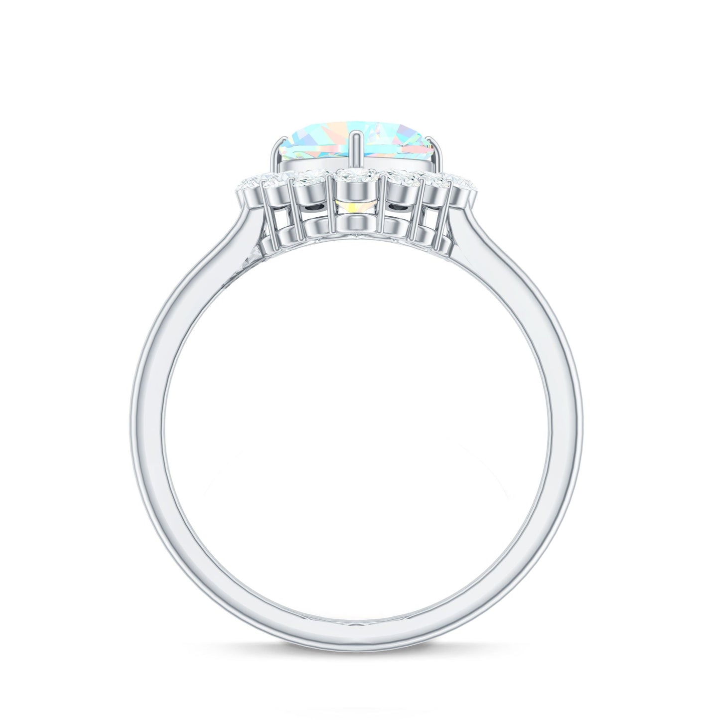 Certified Real Ethiopian Opal Heart Shaped Engagement Ring with Diamond Halo
