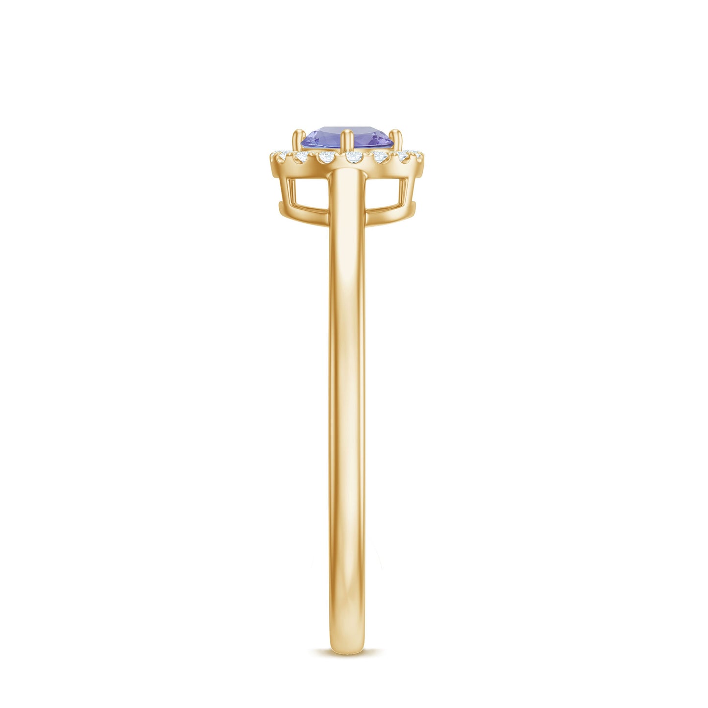 Genuine Tanzanite Promise Ring with Diamond Halo