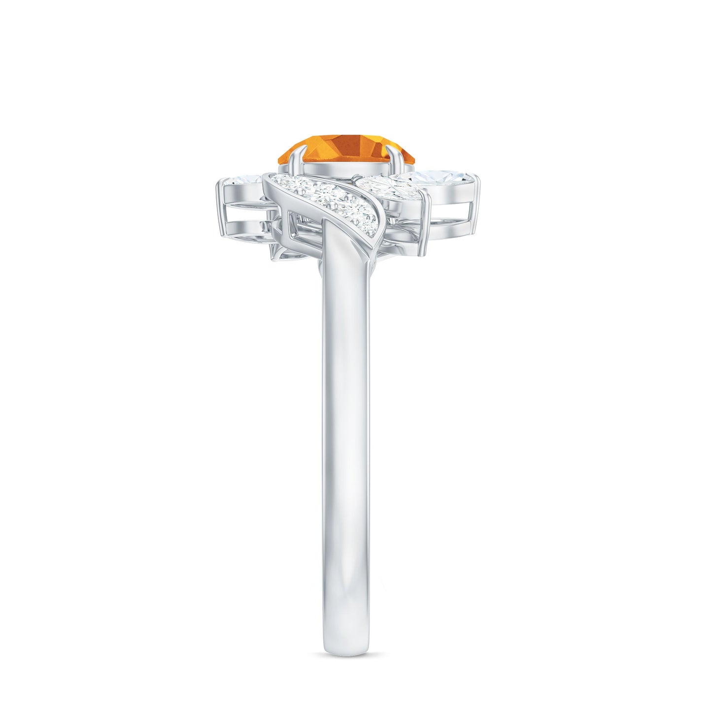 Certified Real 1.2 Carat Citrine Engagement Ring with Moissanite