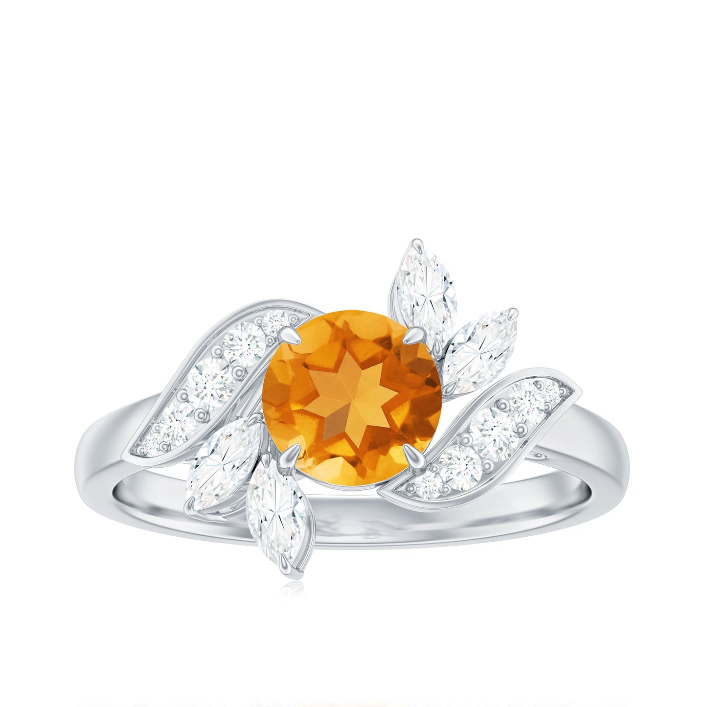 Certified Real 1.2 Carat Citrine Engagement Ring with Moissanite