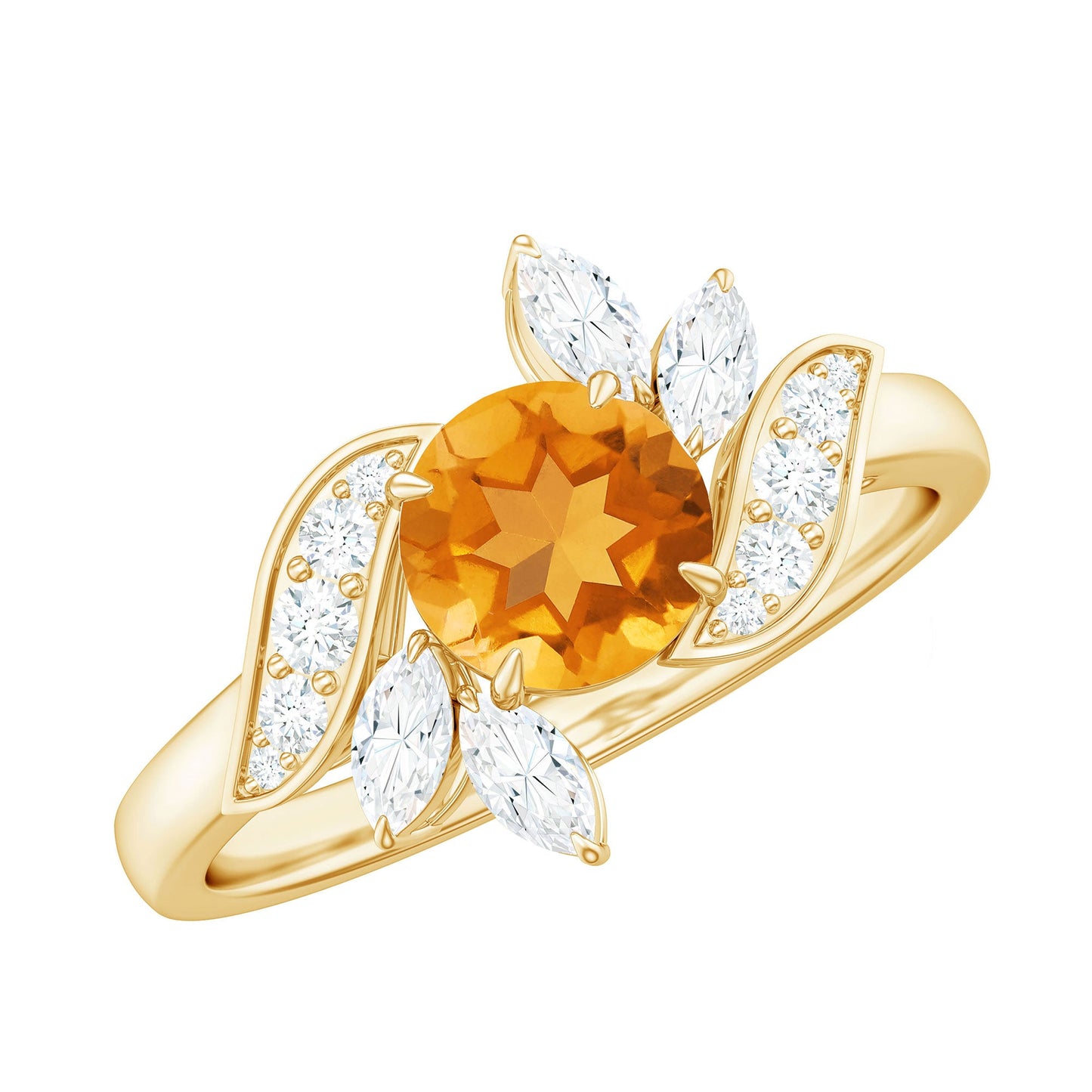 Certified Real 1.2 Carat Citrine Engagement Ring with Moissanite