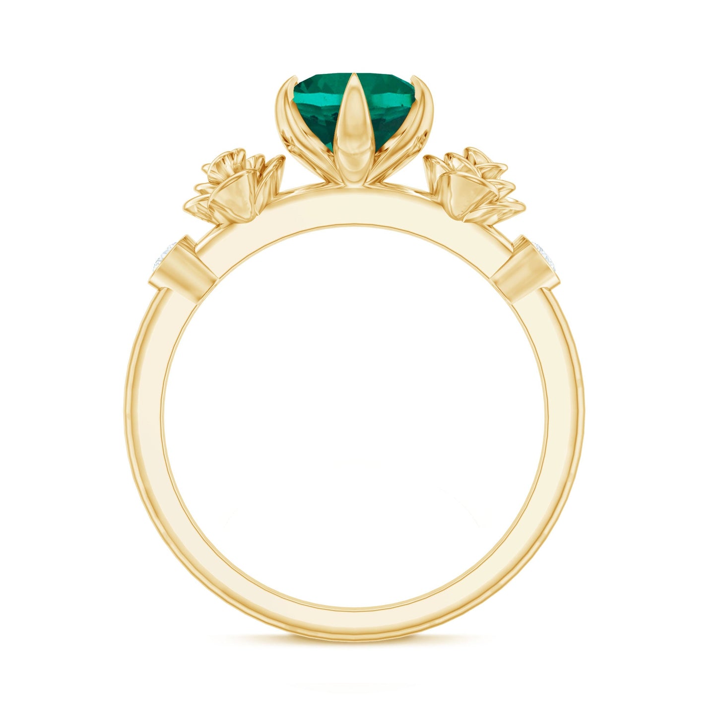 Certified 2 Carat Lab Grown Emerald Diamond Engagement Ring with Flower
