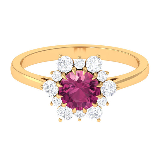1.2 Carat Pink Tourmaline and Diamond Halo Engagement Ring