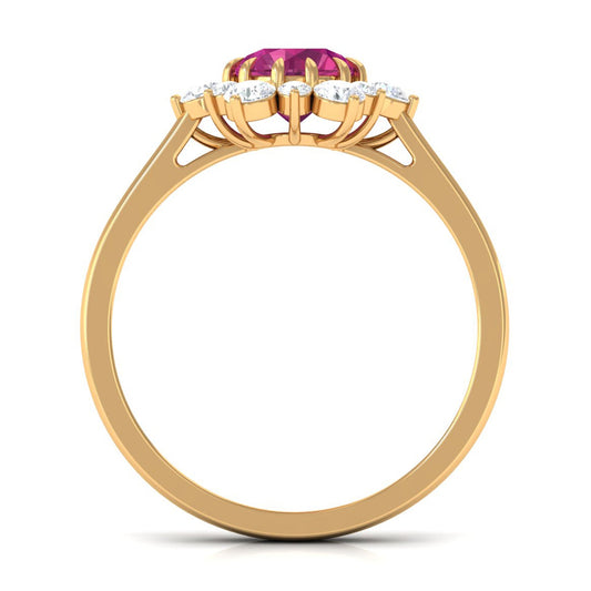 1.2 Carat Pink Tourmaline and Diamond Halo Engagement Ring