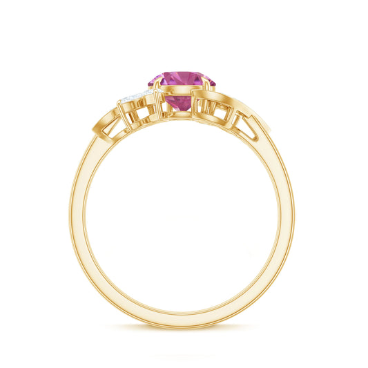 1.2 Carat Pink Tourmaline Flower Engagement Ring with Diamond