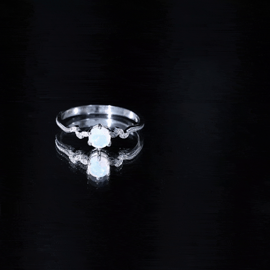 Nature Inspired Ethiopian Opal Promise Ring with Diamond