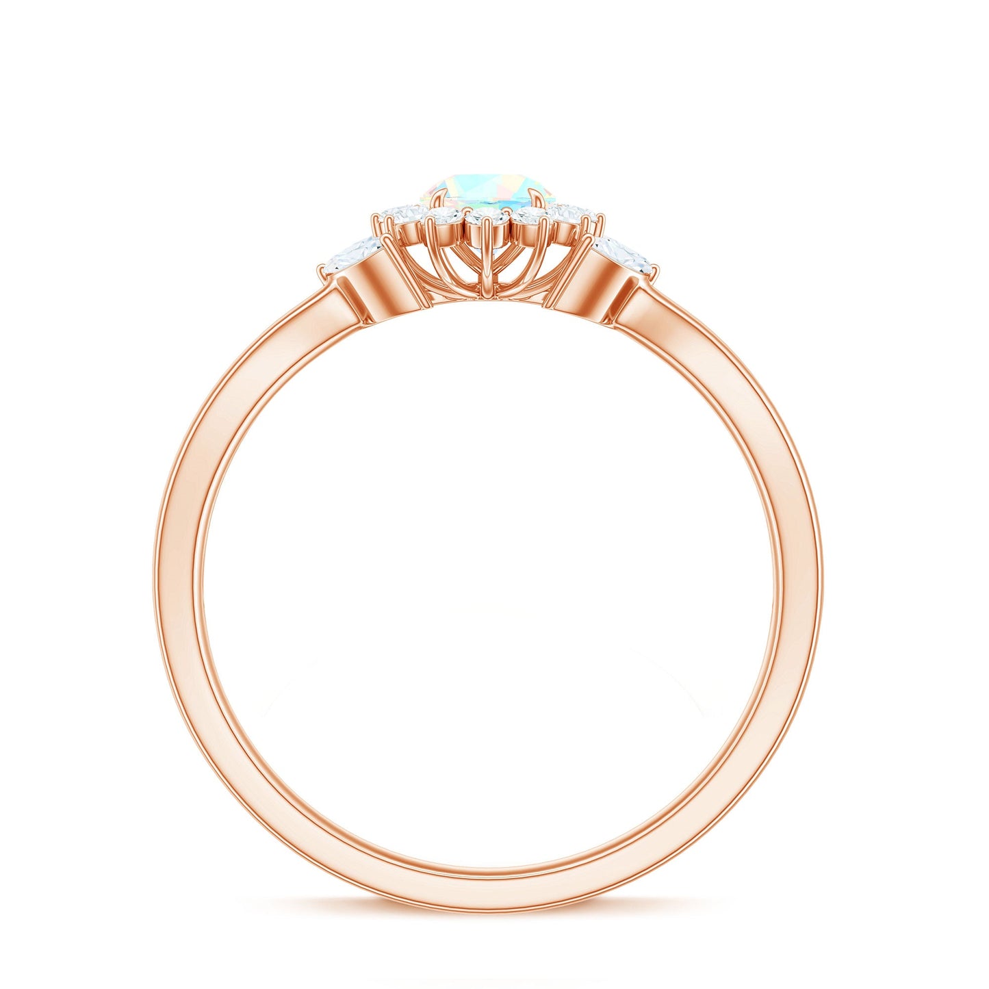 Certified Opalescent Diamond Flower Engagement Ring with Natural Diamonds