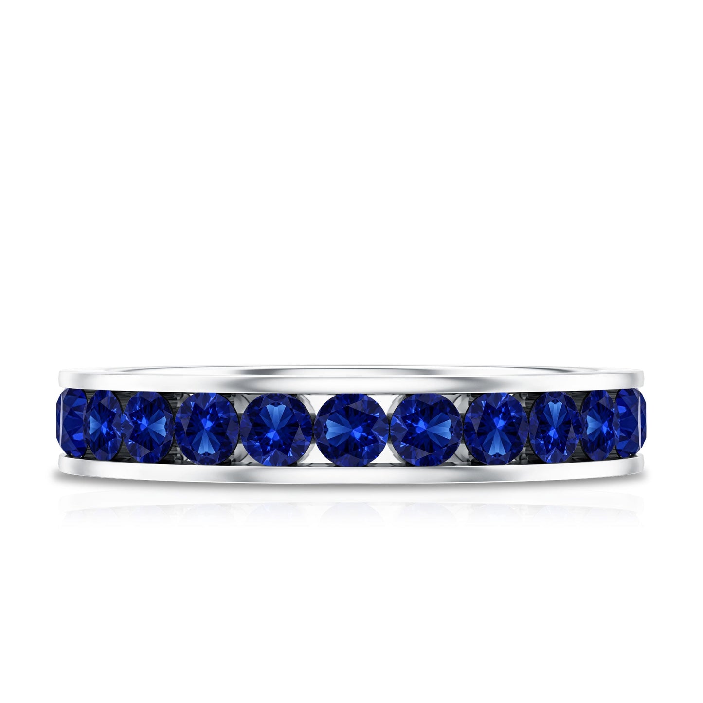 Certified Lab Grown Blue Sapphire Eternity Band Ring in Channel Set