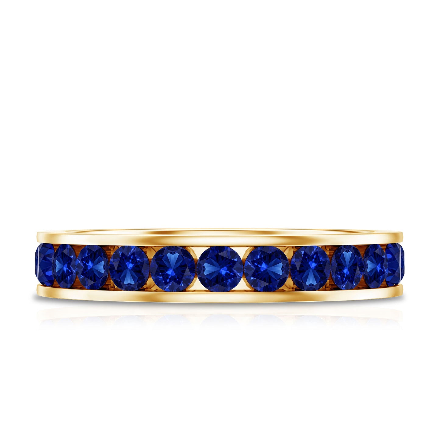 Certified Lab Grown Blue Sapphire Eternity Band Ring in Channel Set