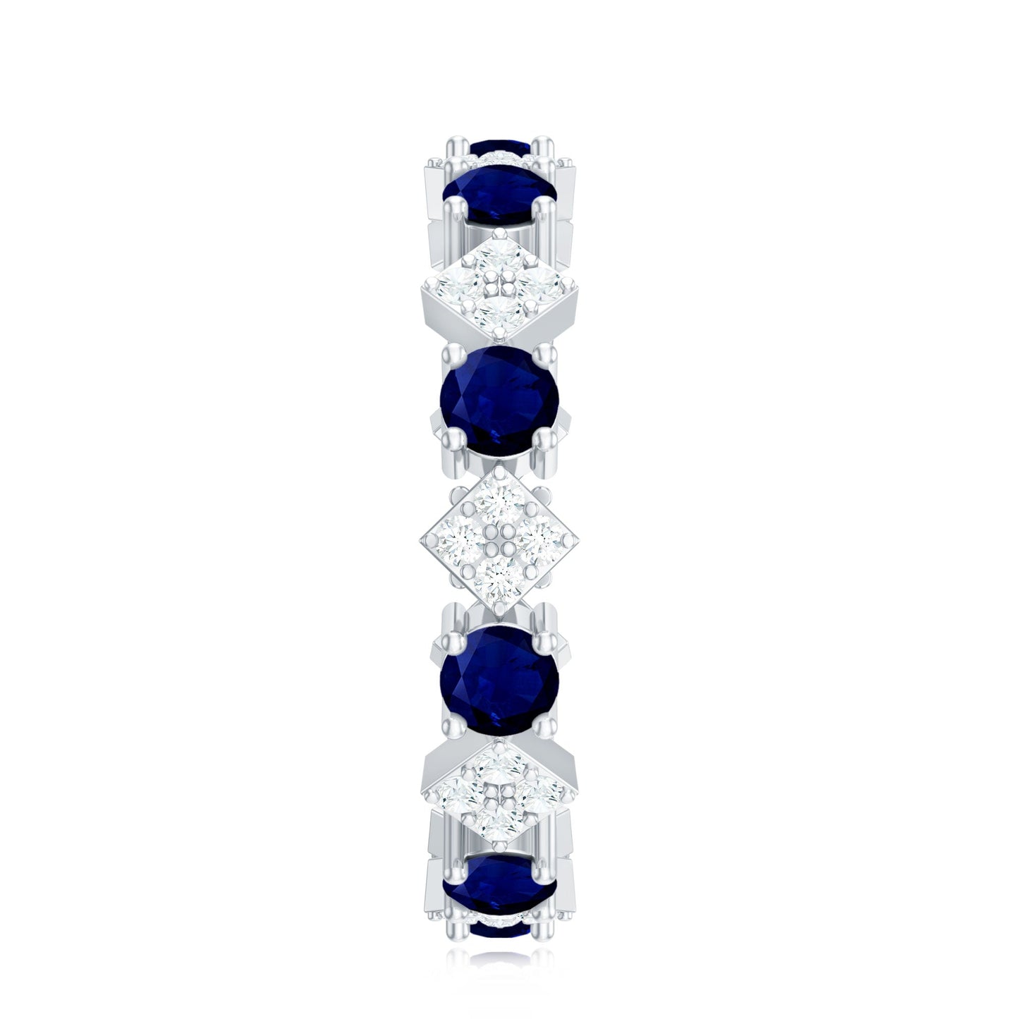 Natural Blue Sapphire and Diamond Eternity Band Ring