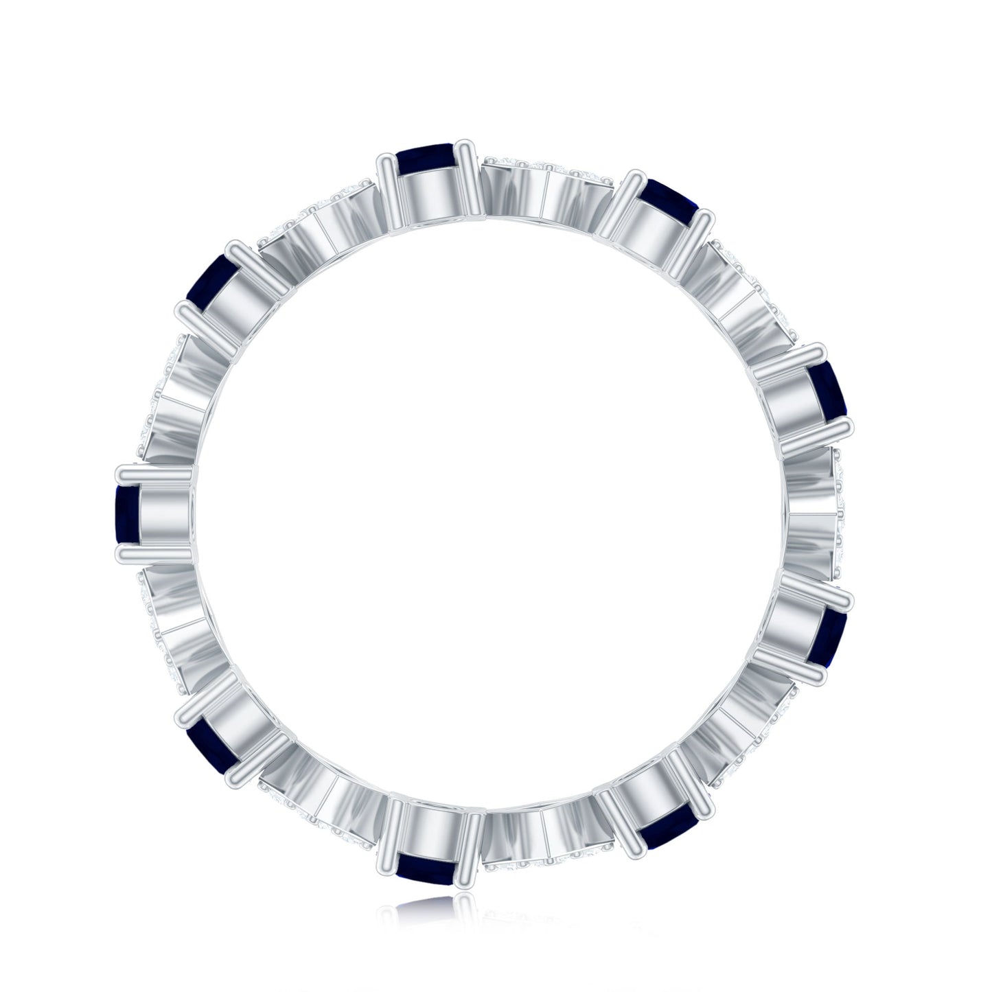 Natural Blue Sapphire and Diamond Eternity Band Ring