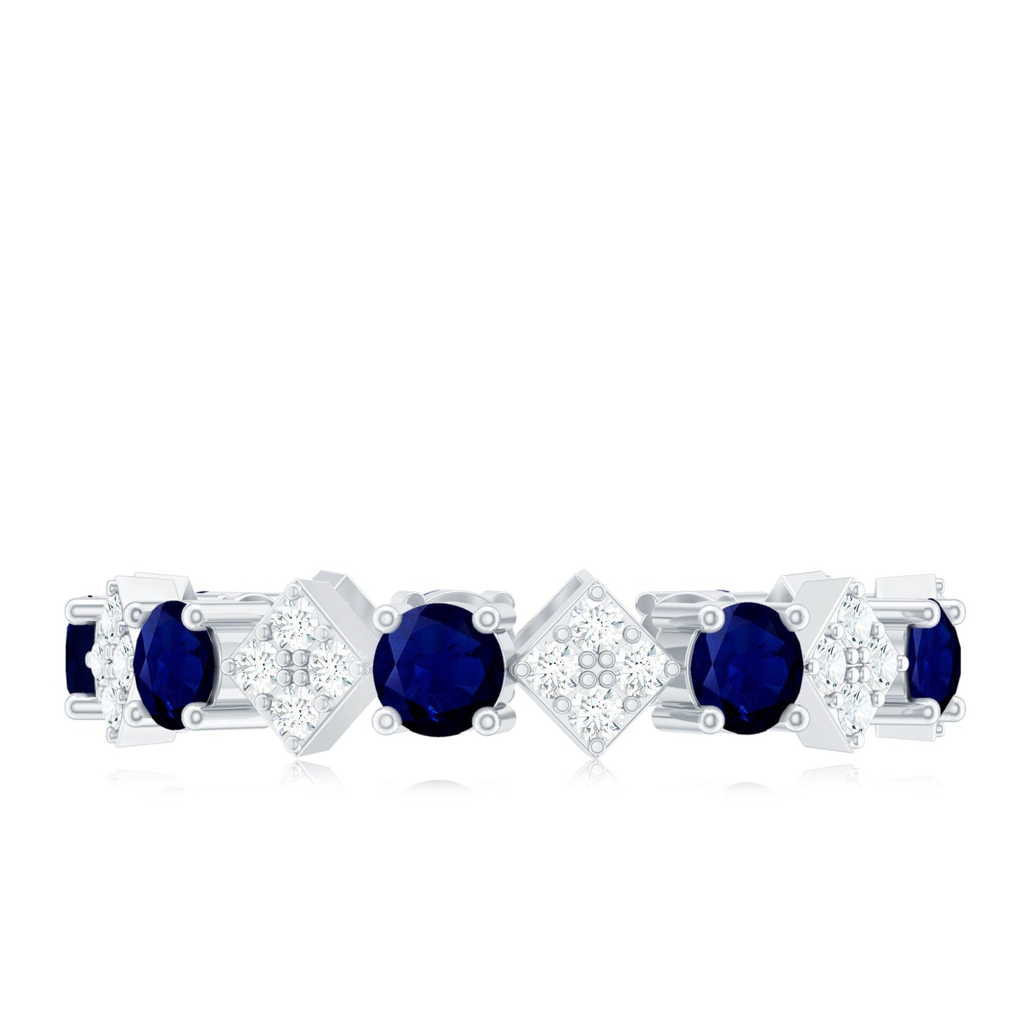 Natural Blue Sapphire and Diamond Eternity Band Ring