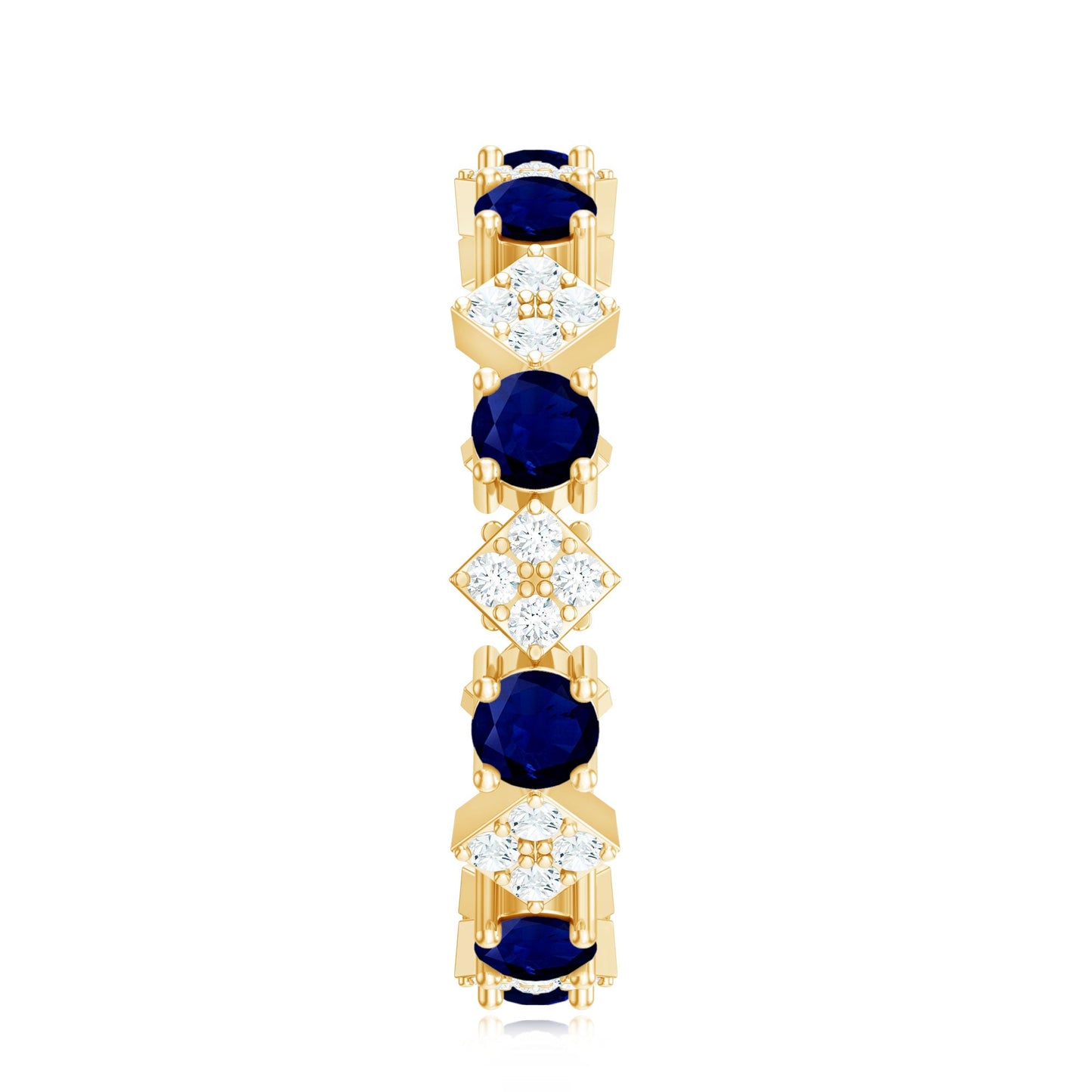 Natural Blue Sapphire and Diamond Eternity Band Ring