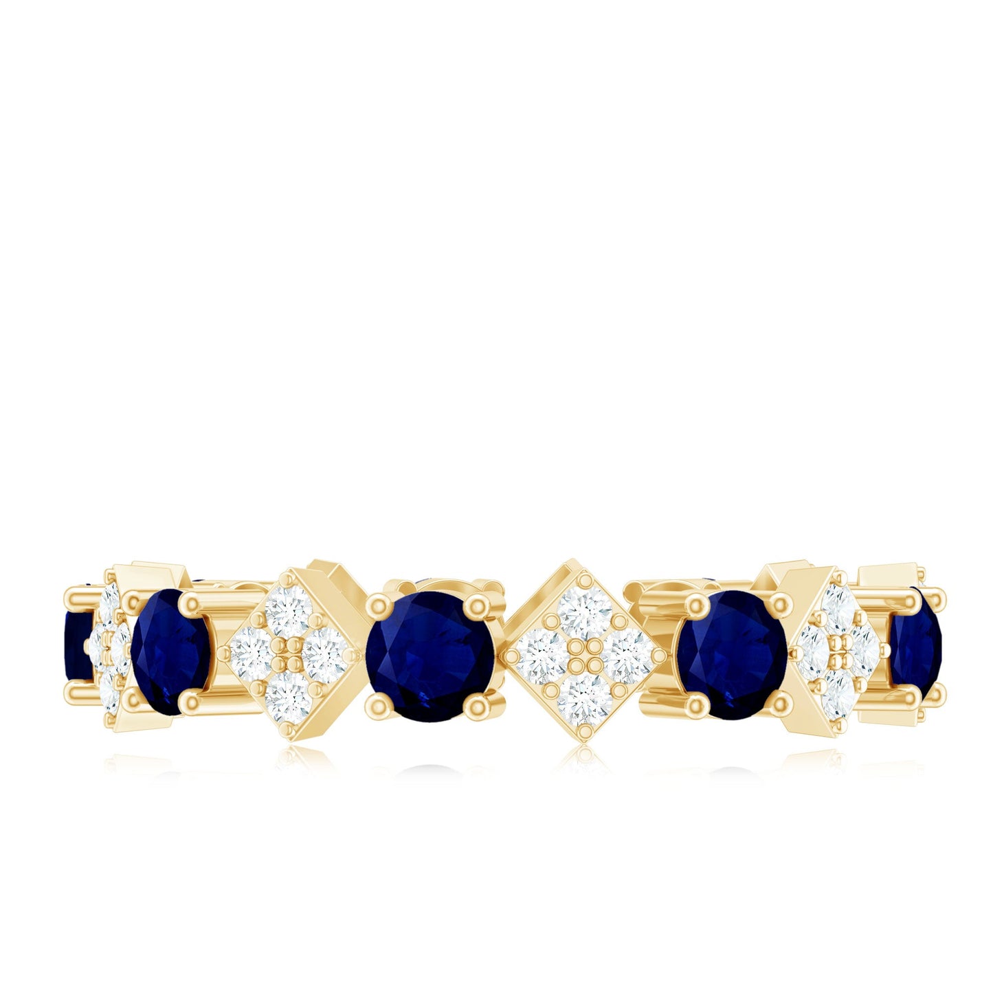Natural Blue Sapphire and Diamond Eternity Band Ring