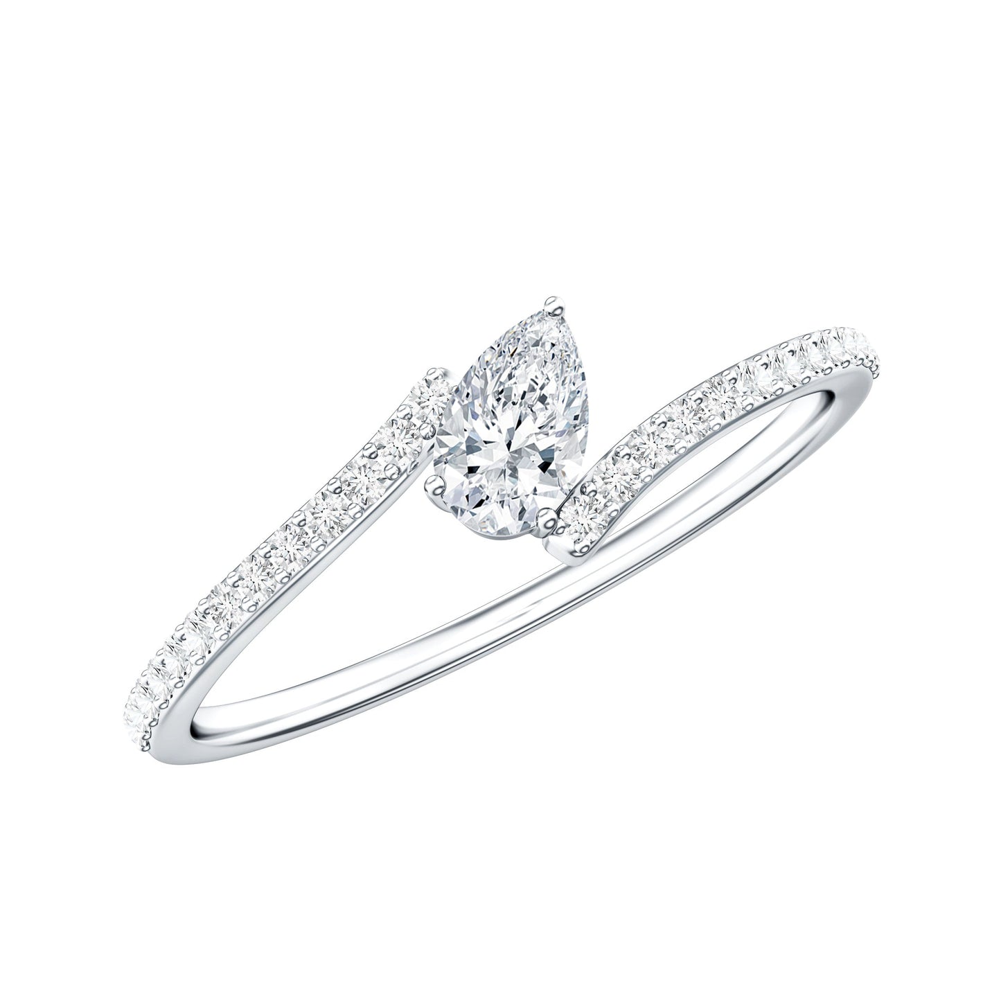 Pear Shaped Moissanite Bypass Promise Ring for Her