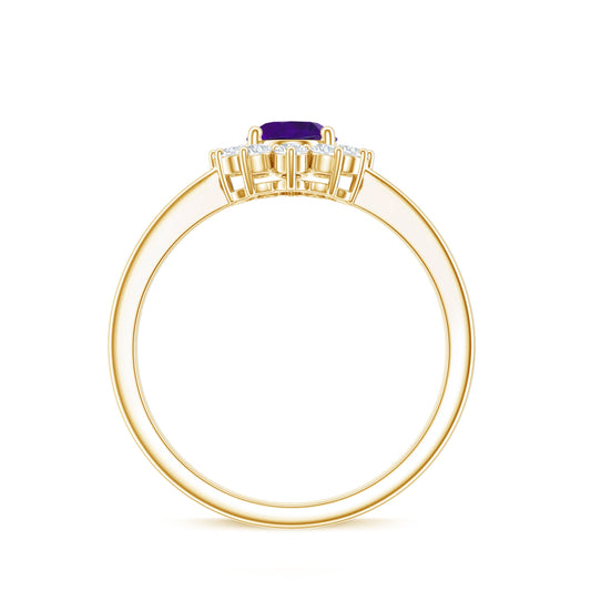 1 Carat Princess Diana Inspired Amethyst Engagement Ring Diamond Halo