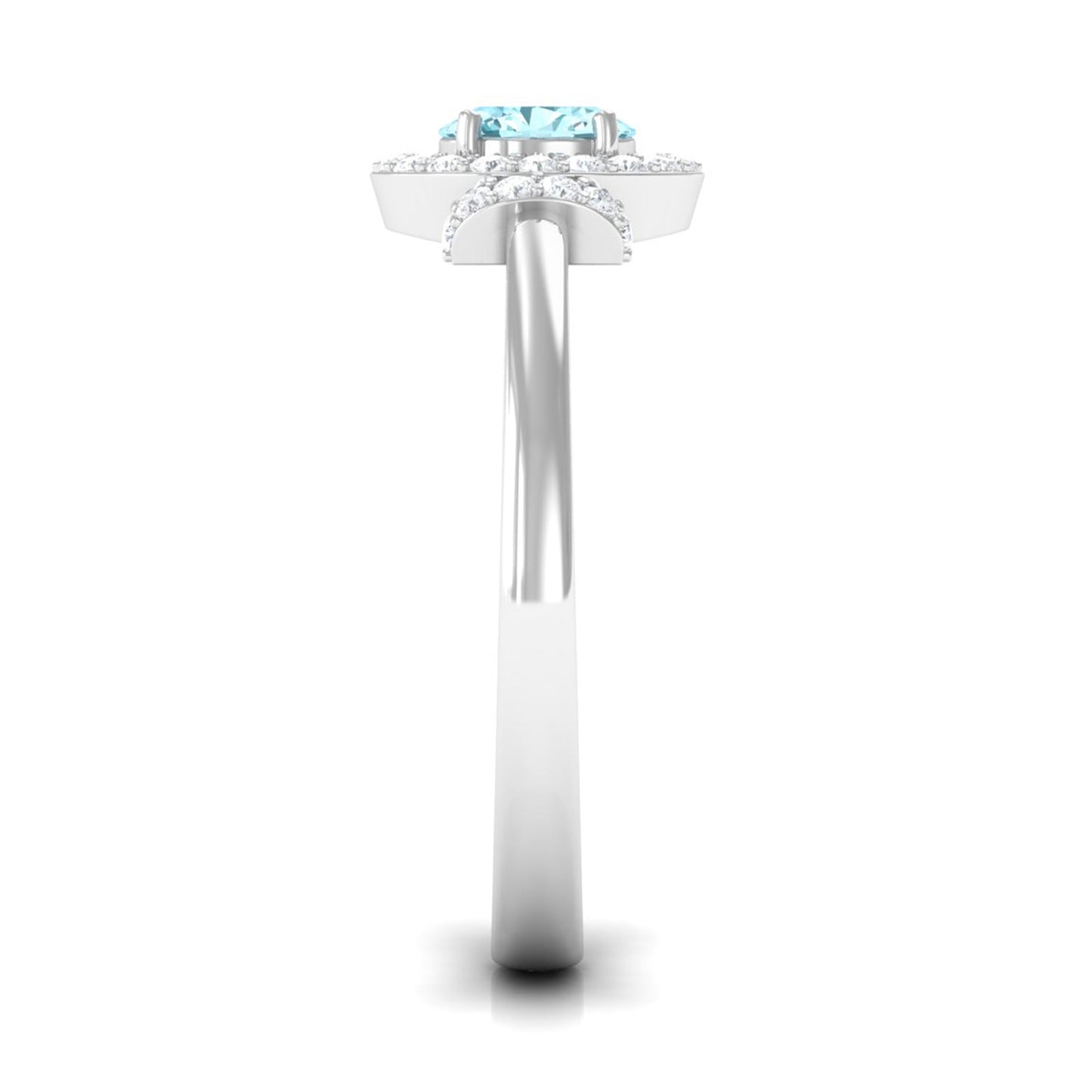 1 Carat Aquamarine Halo Engagement Ring with Diamond