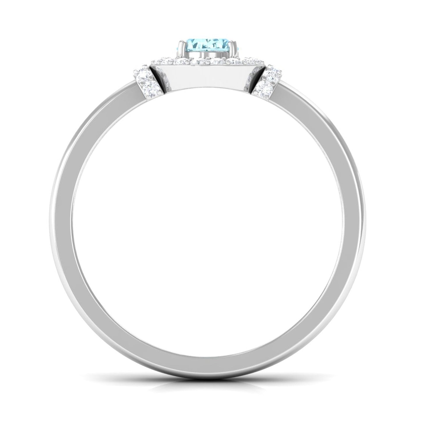 1 Carat Aquamarine Halo Engagement Ring with Diamond