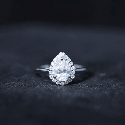0.7 Carat Brilliant Cut Moissanite Teardrop Engagement Ring