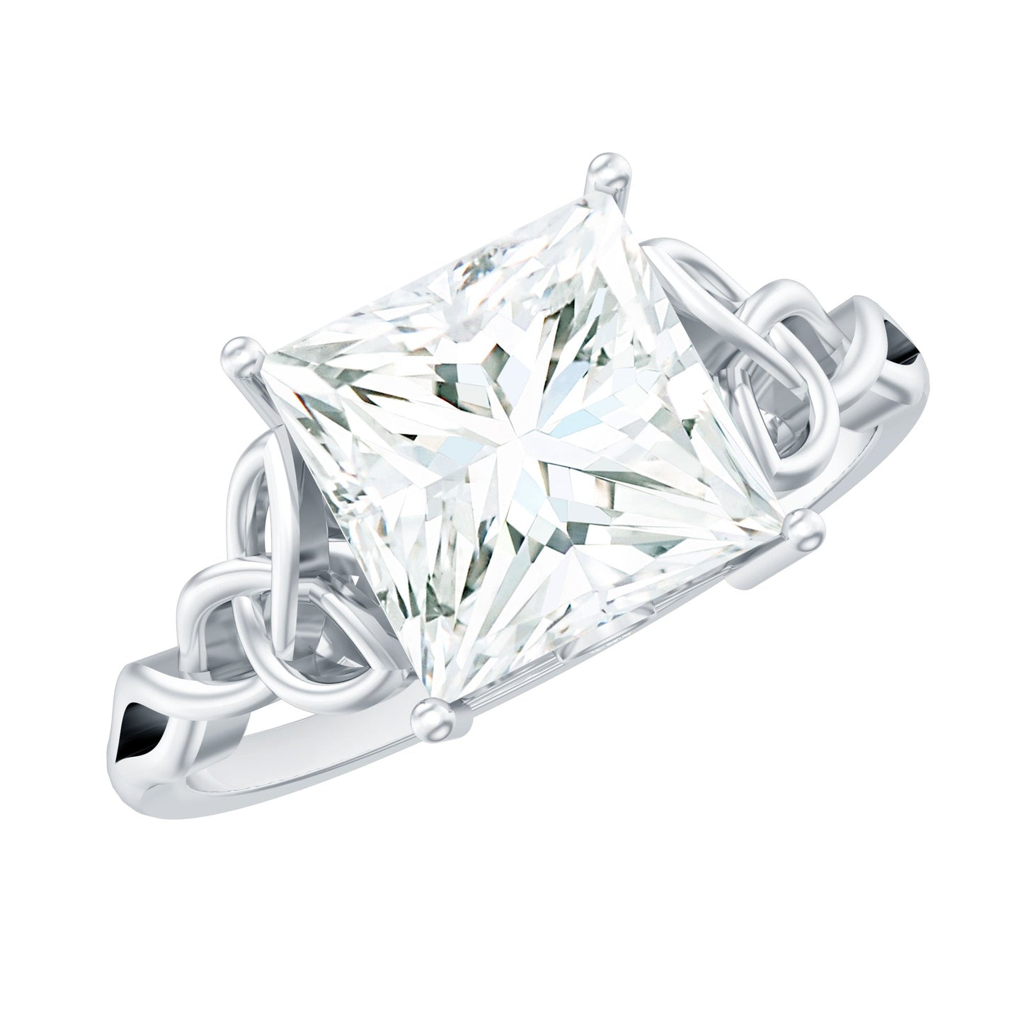 Princess Cut Moissanite Celtic Knot Engagement Ring for Women