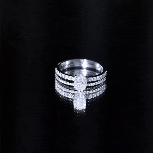 Oval Shaped Moissanite Engagement Ring with Wedding Band Set