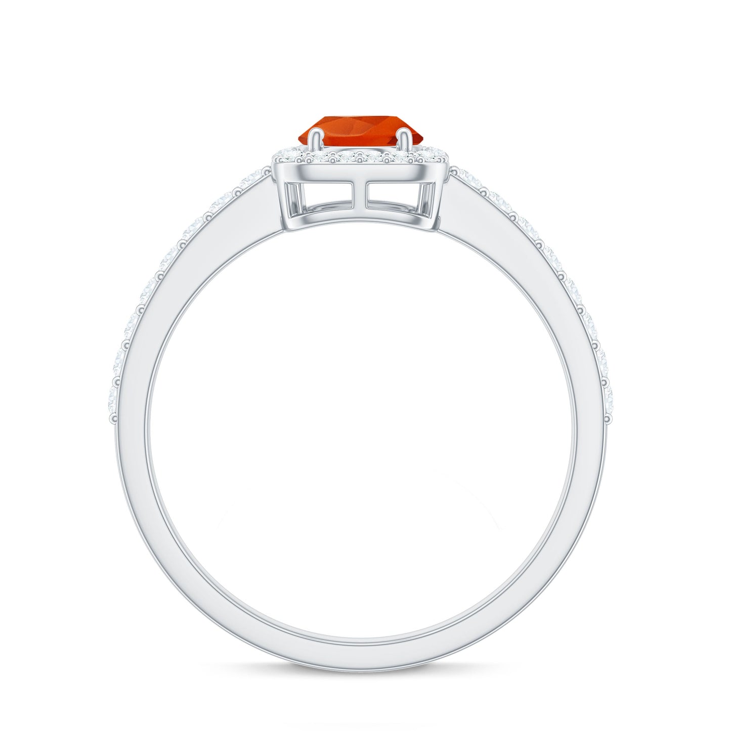 Oval Cut Fire Opal Engagement Ring with Diamond Halo