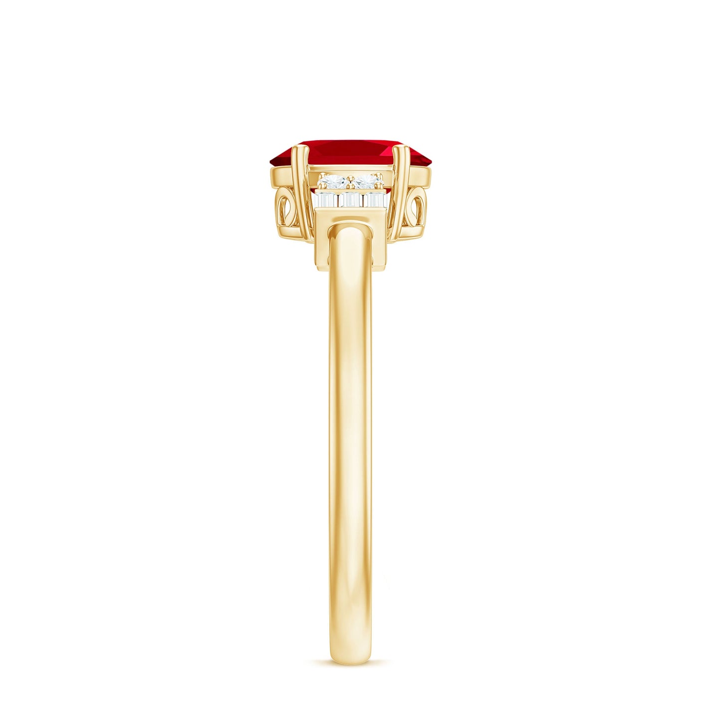 Classic Lab Grown Ruby Engagement Ring with Diamond Stones