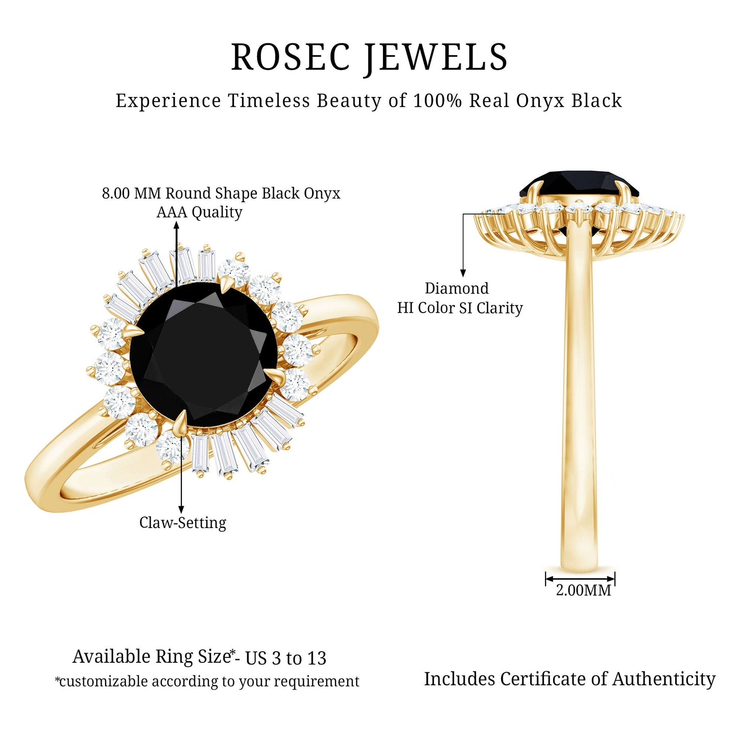 2 Carat Round Black Onyx Cocktail Ring with Diamond Halo