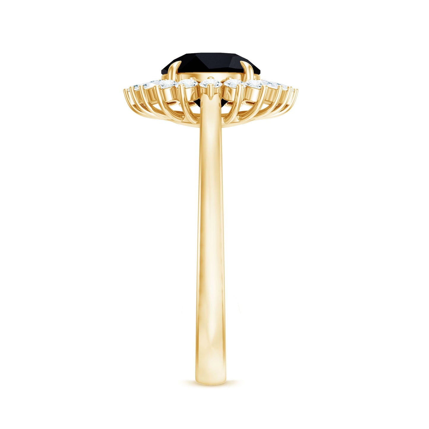 2 Carat Round Black Onyx Cocktail Ring with Diamond Halo