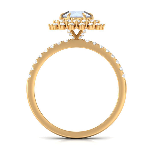 0.3 Carat Round Moonstone Statement Engagement Ring with Moissanite