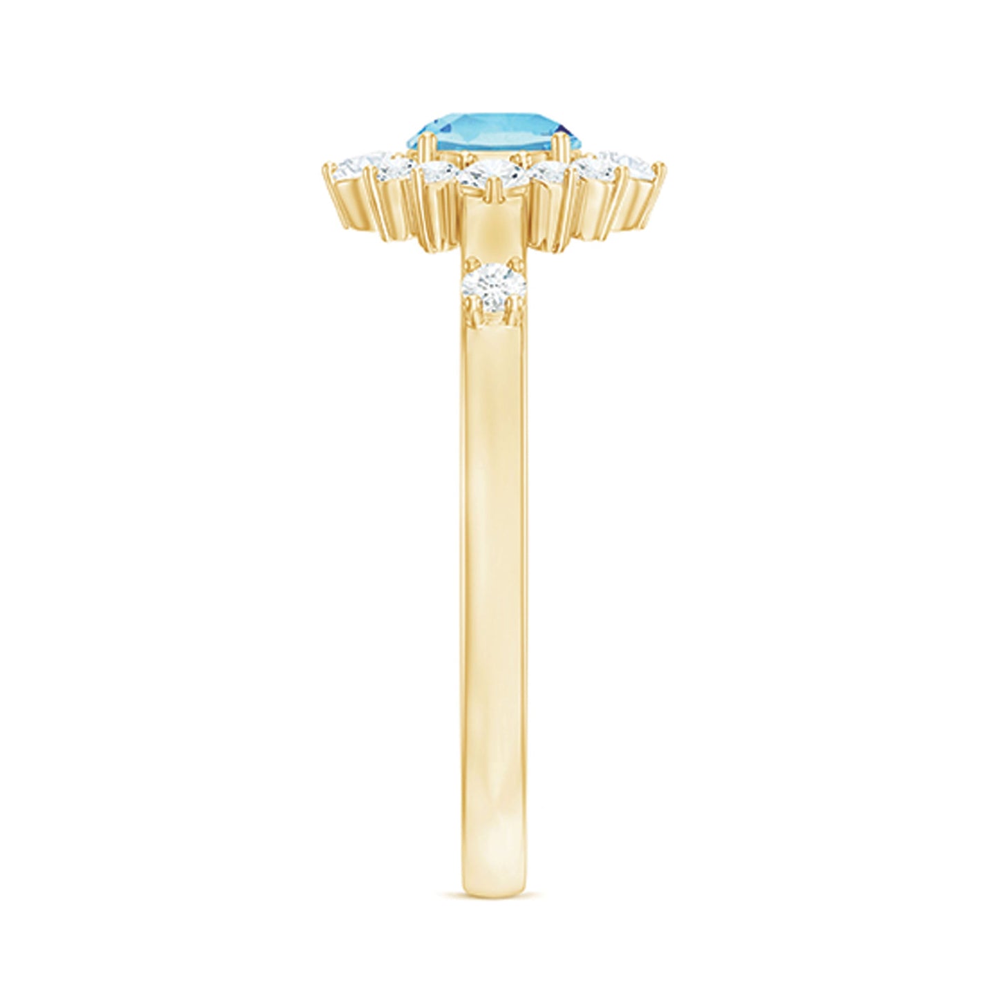 Genuine 0.8 Carat Aquamarine and Diamond Halo Engagement Ring