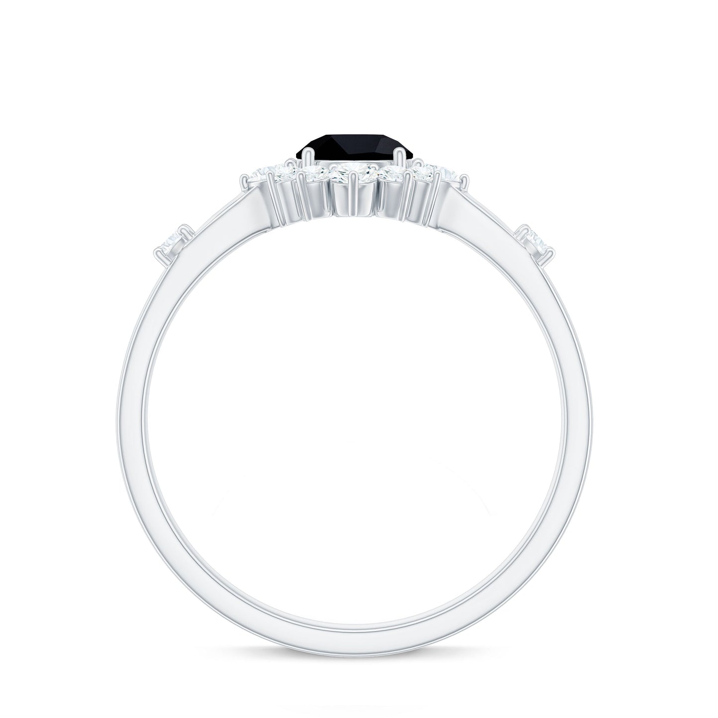 Certified Genuine 0.4 Carat Black Onyx Halo Ring with Diamond