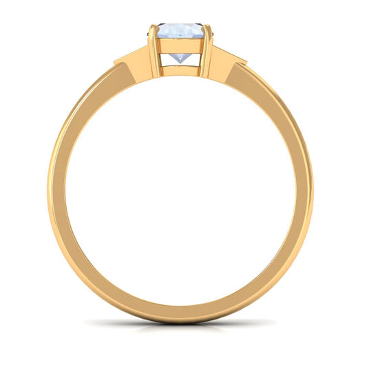 0.6 Carat Oval Moonstone Solitaire Ring with Diamond Accent