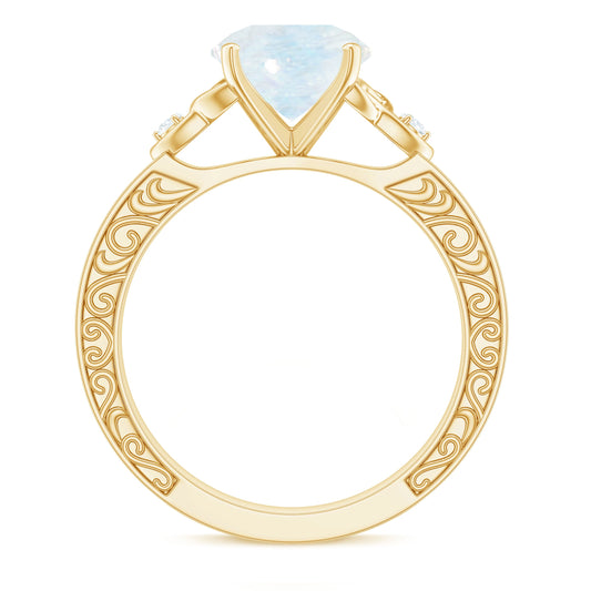 0.8 Carat Solitaire Moonstone Celtic Knot Ring with Diamond