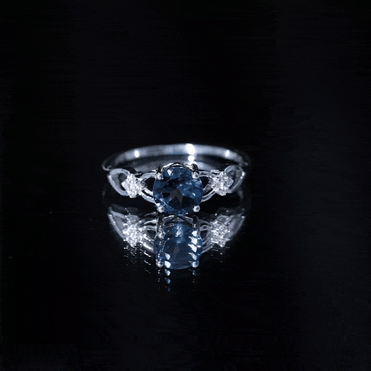 1.3 Carat London Blue Topaz Solitaire Engagement Ring with Diamond