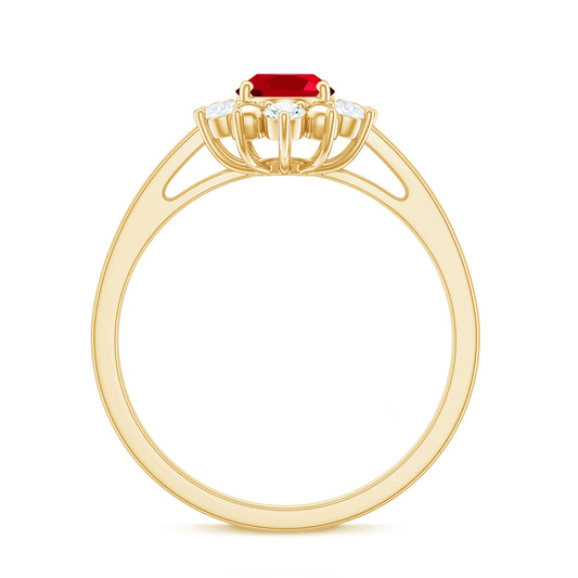 Lab Grown Ruby and Diamond Engagement Ring For Her
